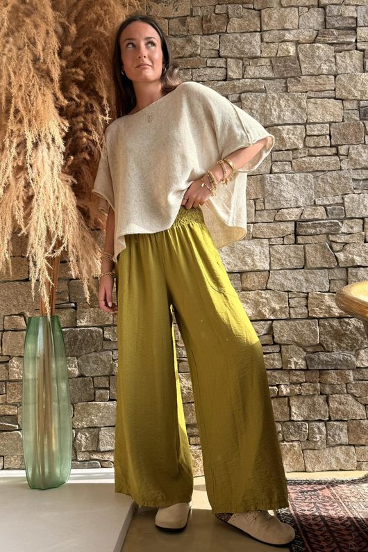 Basso Shirring Wide Leg Pant Rustic Olive